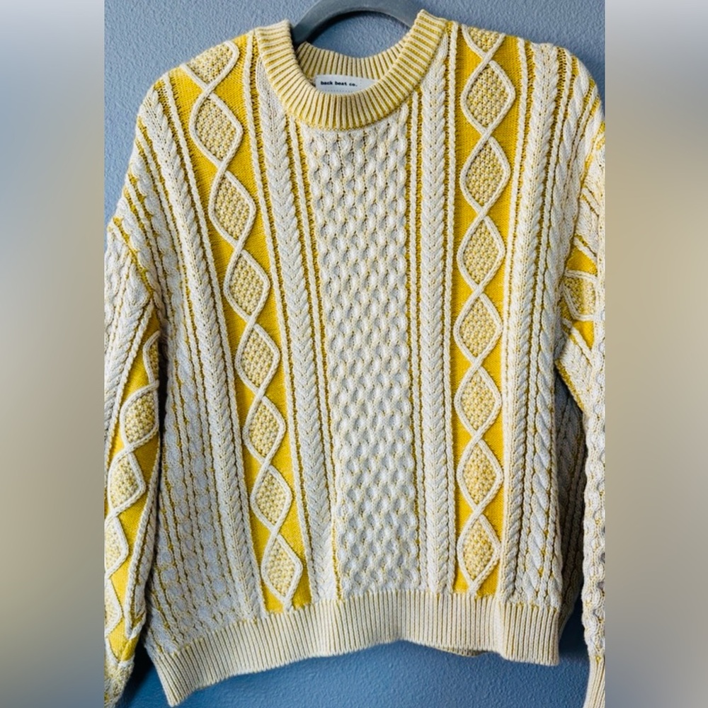 Back Beat Co. Yellow and Cream Knit Sweater